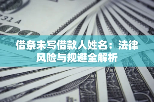 济南借条未写借款人姓名：法律风险与规避全解析